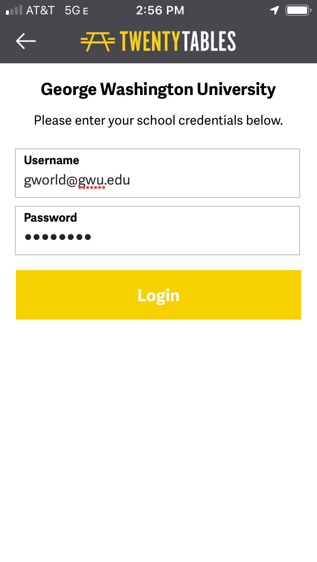 Enter your GWorld credentials